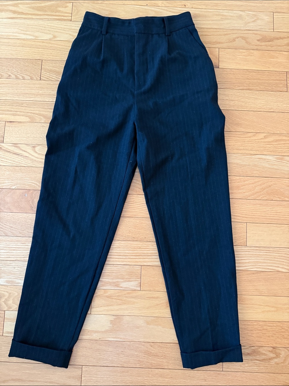 Black Pinstripe Dress Pants cigarette style